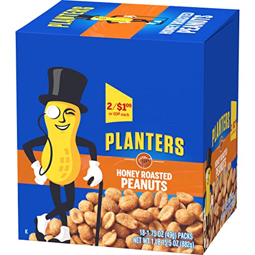 Planters Honey Roasted Peanuts, 1.75 oz Tubes Pack - 36