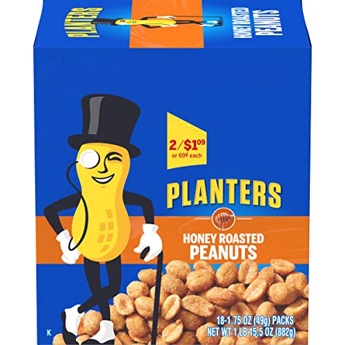 Planters Honey Roasted Peanuts, 1.75 oz Tubes Pack - 36