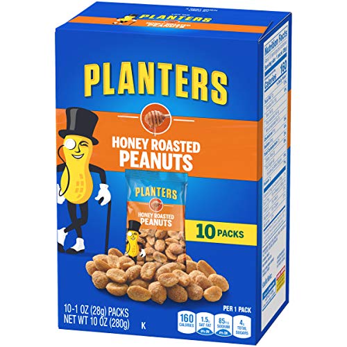 Planters Honey Roasted Peanuts 60 ct Pack, 6 Boxes of 10 Bags