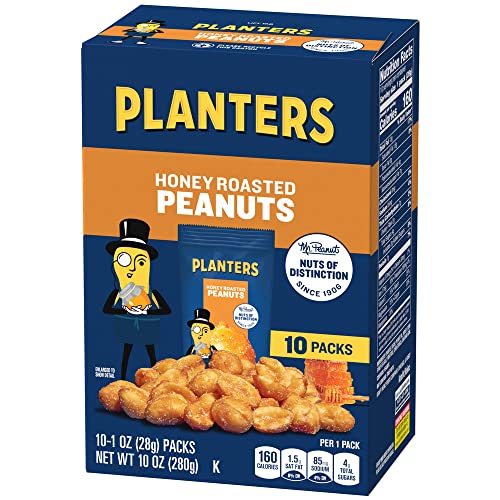 Planters Honey Roasted Peanuts 60 ct Pack, 6 Boxes of 10 Bags
