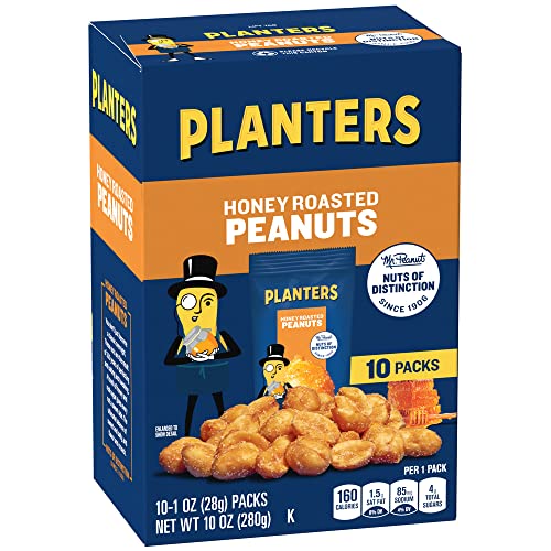 Planters Honey Roasted Peanuts 60 ct Pack, 6 Boxes of 10 Bags