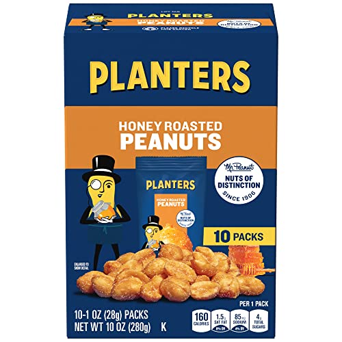 Planters Honey Roasted Peanuts 60 ct Pack, 6 Boxes of 10 Bags