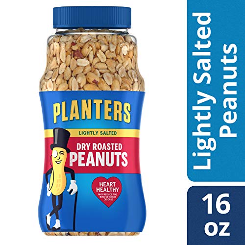 Planters Lightly Salted Dry Roasted Peanuts, 16.0 Oz Jar Pack O
