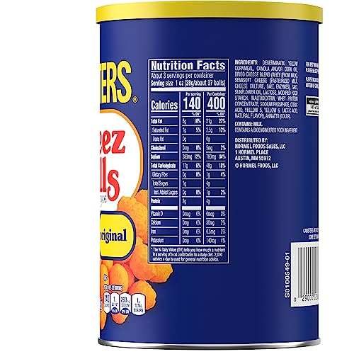 PLANTERS Original Cheez Balls Cheese Flavored Snacks, 2.75 oz Ca...