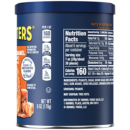 Planters Salted Caramel Peanuts 8 Ct Pack, 6 Oz Canisters
