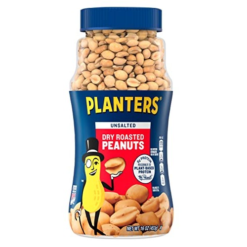 Planters Unsalted Dry Roasted Peanuts 16 Oz Jar