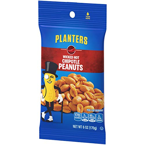 Planters Wicked Hot Chipotle Peanuts 6 Oz Packets, Pack Of 12