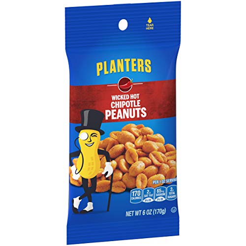 Planters Wicked Hot Chipotle Peanuts 6 Oz Packets, Pack Of 12