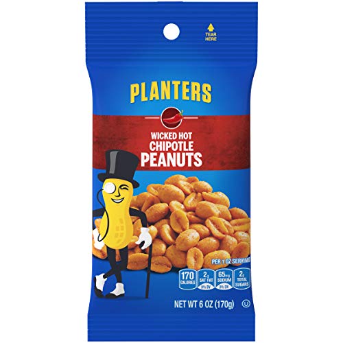 Planters Wicked Hot Chipotle Peanuts 6 Oz Packets, Pack Of 12