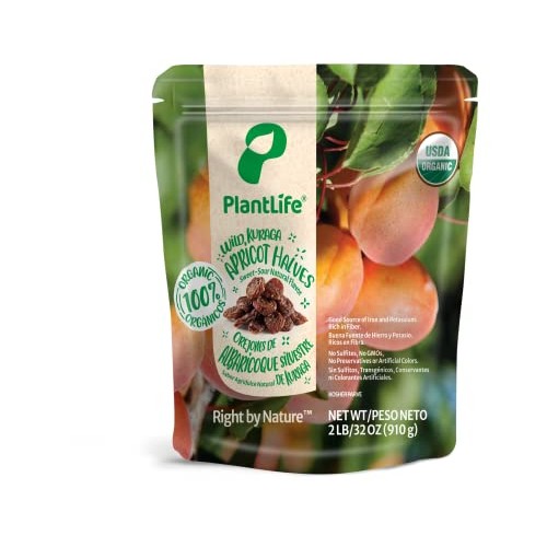 PlantLife Organic Dried Apricot Halves pitted 2lbs – Sun-dried...