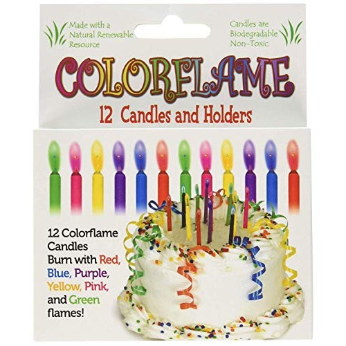 Colorflame Birthday Candles With Colored Flames 12 Per Box