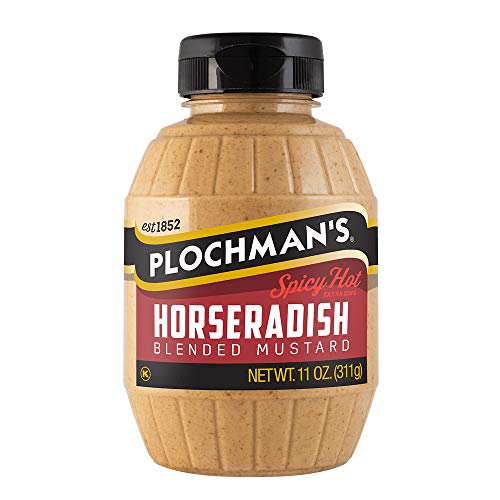 Plochmans Brown Mustard, Spicy Hot Horseradish Mustard, 11 Ounc