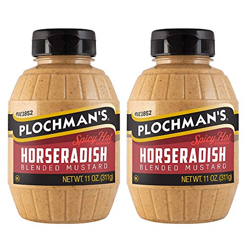 Plochmans Brown Mustard, Spicy Hot Horseradish Mustard, 11 Ounc