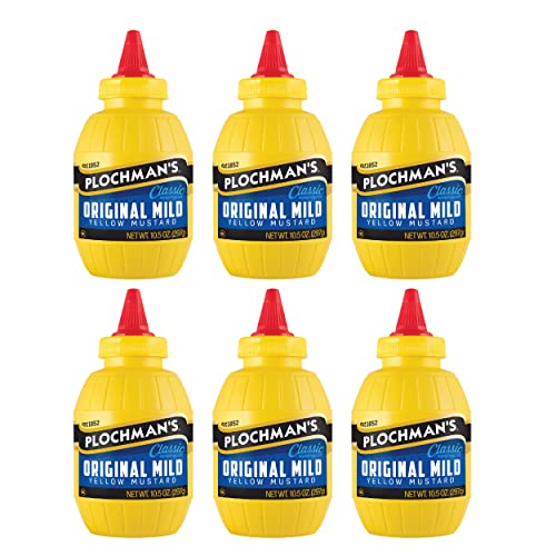 Plochmans Original Mild Classic Yellow Mustard, 10.5 Oz 6 Pack