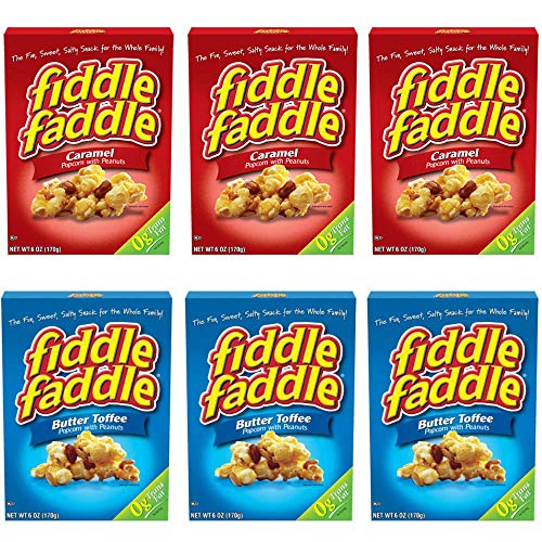 Fiddle Faddle Peanut Popcorn 6 Box Sampler Pack! 3 Butter Toffee