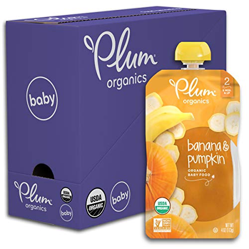 Plum Organics Stage 2, Organic Baby Food, Banana And Pumpkin, 4