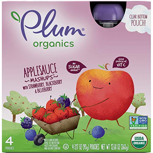 Plum Organics Mashups, Organic Kids Applesauce, Strawberry Black