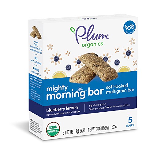 Plum Organics Mighty Morning, Organic Toddler Bar, Blueberry Lem