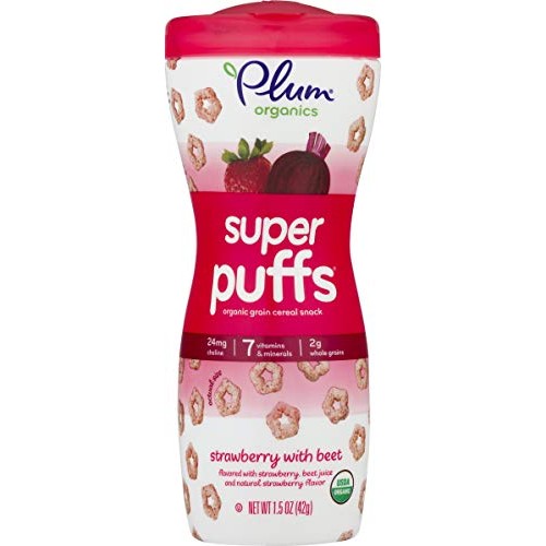 Plum Organics Super Puffs Strawberry With Beet, 1.5 Oz Pack Of 4