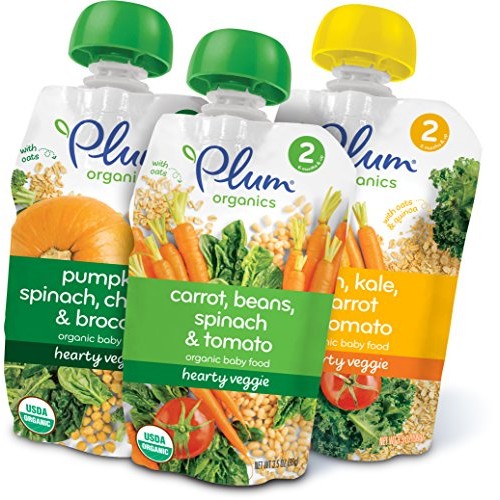 Plum Organics Hearty Veggie, Organic Baby Food, Variety Pack, 3.