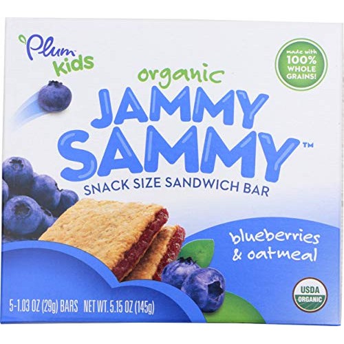 Plum Organics Jammy Sammy, Organic Kids Snack Bar, Blueberry &Amp; O