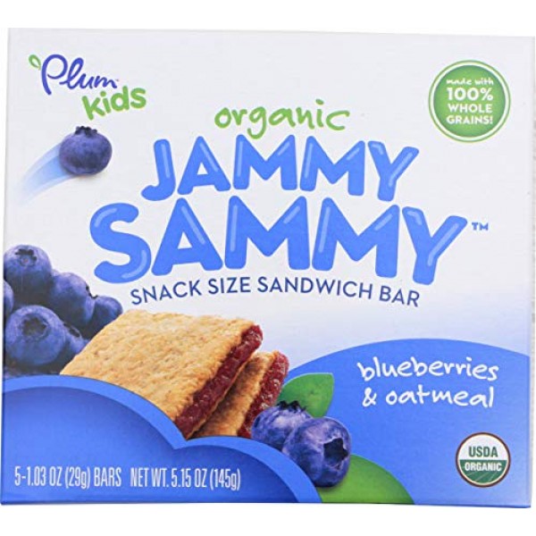 Plum Organics Jammy Sammy, Organic Kids Snack Bar, Blueberry & O...