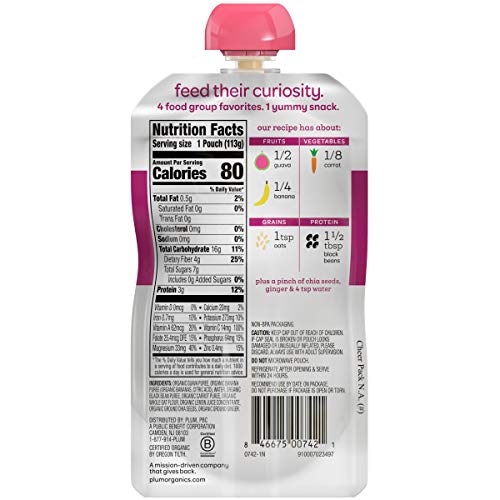 Plum Organics Mighty 4, Organic Toddler Food, Guava, Banana, Bla