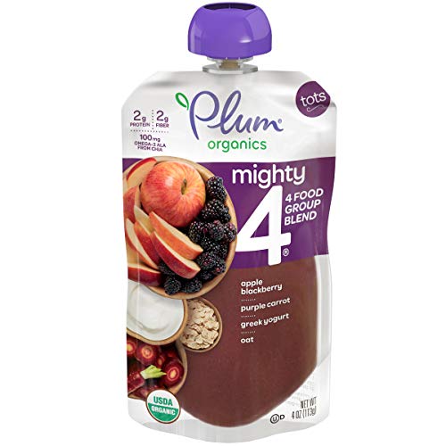 Plum Organics Mighty 4 Blends Toddler Food, Apple, Blackberry, P