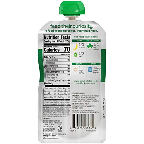 Plum Organics Mighty 4, Organic Toddler Food, Banana, Peach, Pum