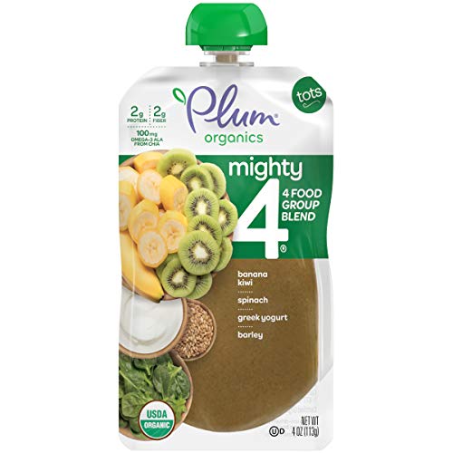 Plum Organics Mighty 4, Organic Toddler Food, Banana, Kiwi, Spin