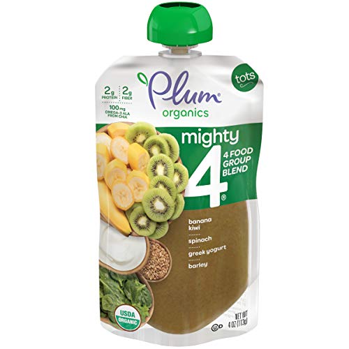 Plum Organics Mighty 4, Organic Toddler Food, Banana, Kiwi, Spin