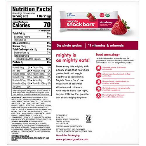 Plum Organics Mighty Snack Bars For Toddlers, Strawberry Fruit S