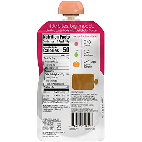 Plum Organics, Organic Guava Pear &Amp; Pumpkin, 3.5 Oz