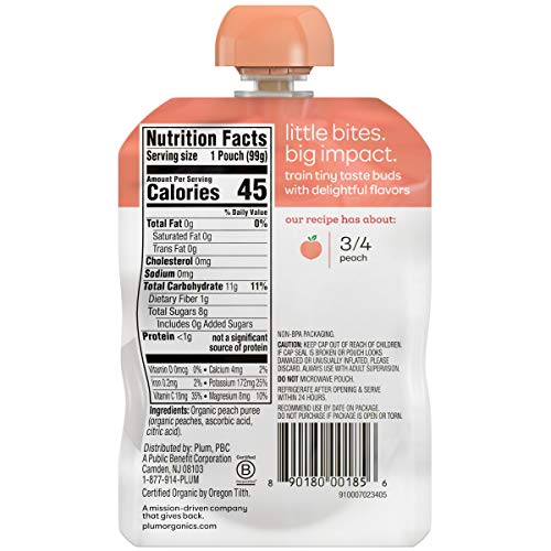 Plum Organics Stage 1 Organic Baby Food, Peach Puree, 3.5 Ounce