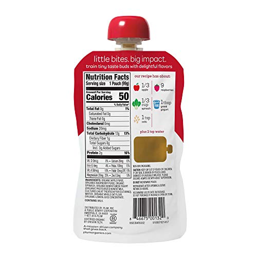 Plum Organics Stage 2 Organic Baby Food, Apple, Raspberry, Spina