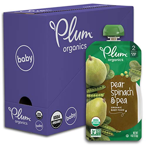 Plum Organics Stage 2, Organic Baby Food, Pear, Spinach And Pea,