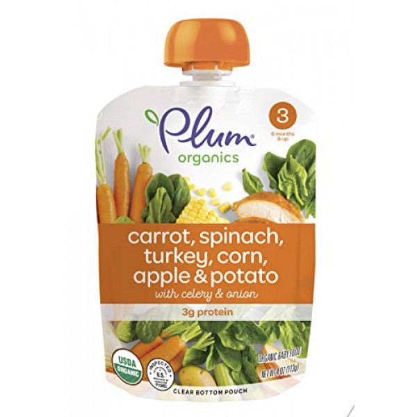 Plum Organics Stage 3, Organic Baby Food, Carrot, Spinach, Turke