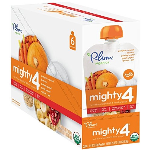 Plum Organics Tots Mighty 4 Purees - Pumpkin, Carrot, Banana, Po