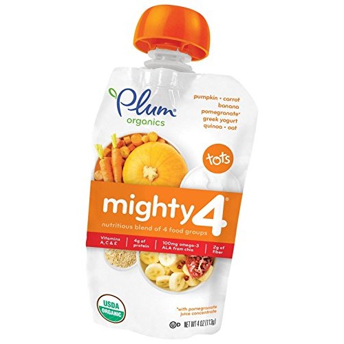 Plum Organics Tots Mighty 4 Purees - Pumpkin, Carrot, Banana, Po