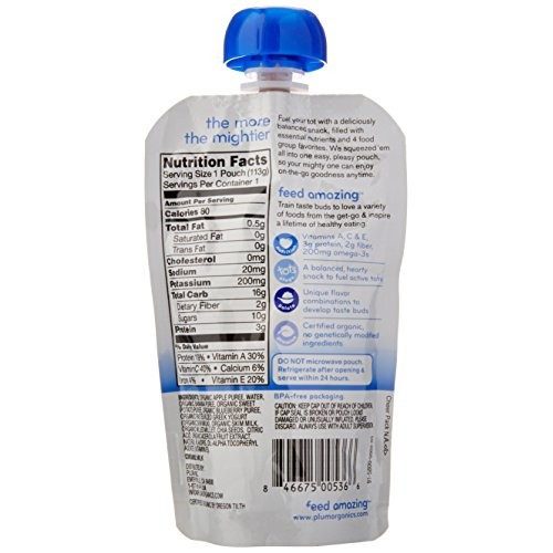Plum Organics Tots Mighty 4 Purees - Sweet Potato, Carrot, Blueb