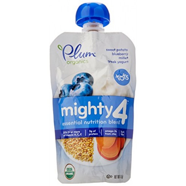 Plum Organics Tots Mighty 4 Purees - Sweet Potato, Carrot, Blueb...