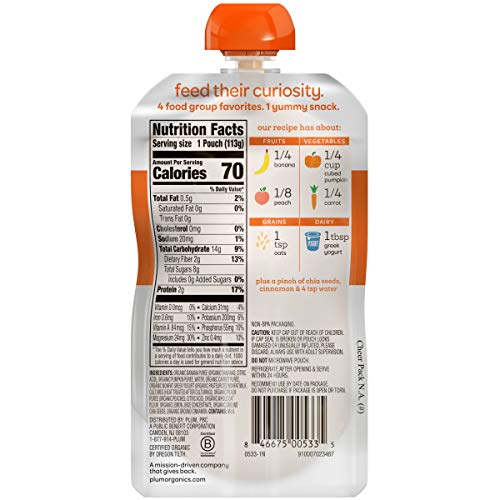 Plum Organics Tots Mighty 4 Toddler Food, Pumpkin, Carrot, Banan