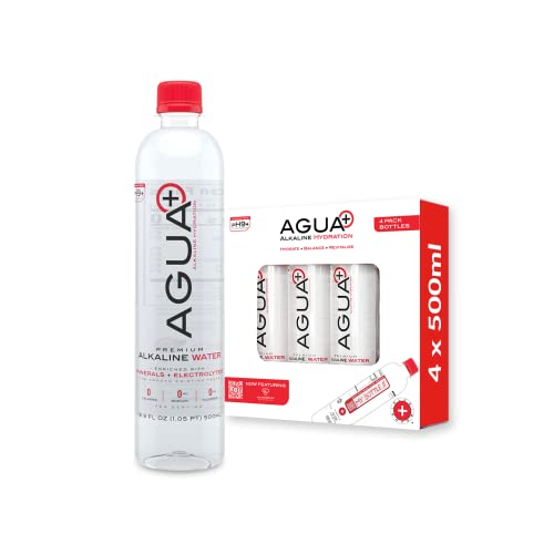 Agua Plus Premium Alkaline Water | 16.9 fl oz Bottles | Count of 4
