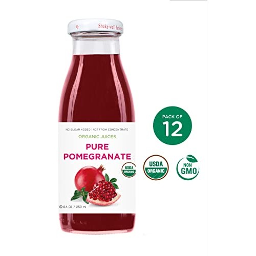 PMONA Organic Pomegranate Juice Pack of 12, Cold Pressed USDA ...
