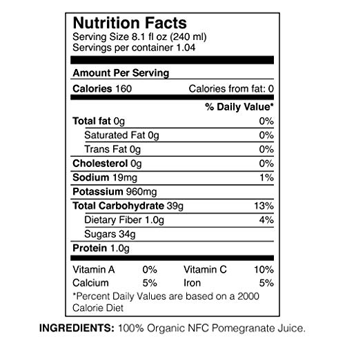 PMONA Organic Pomegranate Juice Pack of 12, Cold Pressed USDA ...