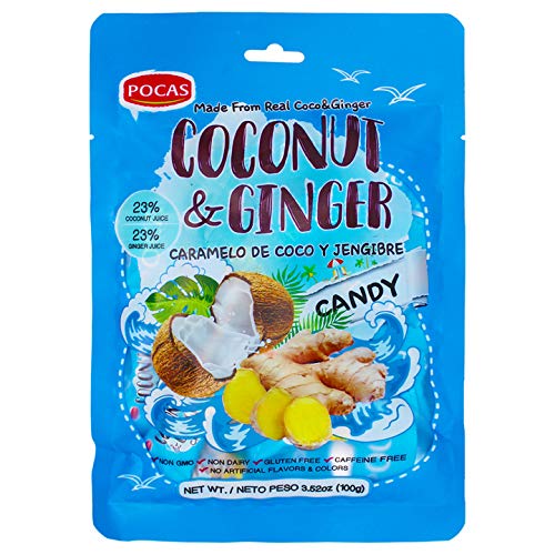 Pocas Hard Candy, Coconut &Amp; Ginger, 100 Gram Pack Of 2