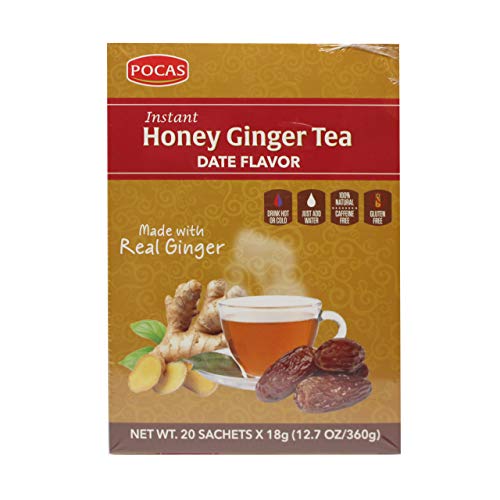 Pocas Honey Ginger Tea, Date, 12.7 Ounce, 20 Bags Pack Of 2