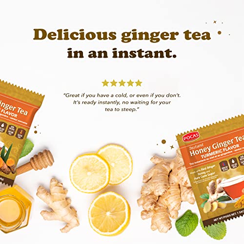 Pocas Honey Ginger Tea - Instant Tea Powder Packets w/Turmeric G...