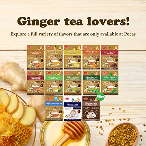 Pocas Honey Ginger Tea - Instant Tea Powder Packets w/Turmeric G...