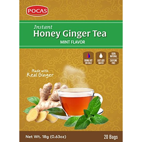Pocas Instant Honey Ginger Tea Original + Mint, Date, Ginseng, C